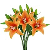 JEDAW Artificial Flowers Tiger Lily Real Touch Fake Flowers for Wedding Home Party Garden Shop Offic