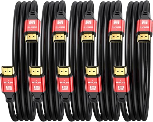 3FT HDMI 2.1 Cable 5 Pack 8K60Hz 4K120Hz, 48Gbps Ultra