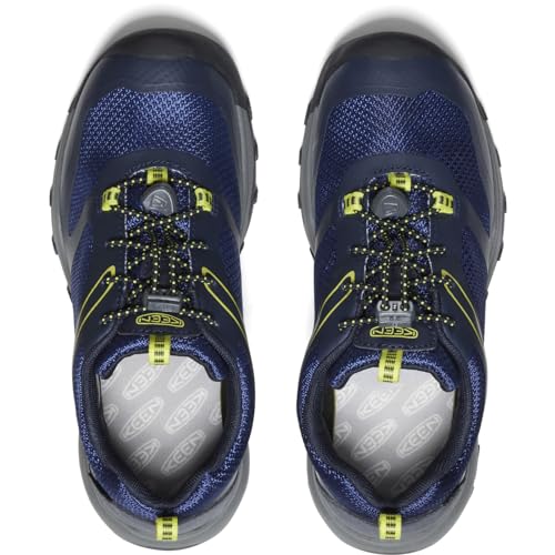 KEEN Unisex-Child Wanduro Low Height Waterproof Easy On Durable Hiking Sneakers, Sky Captain/Evening Primrose, 10