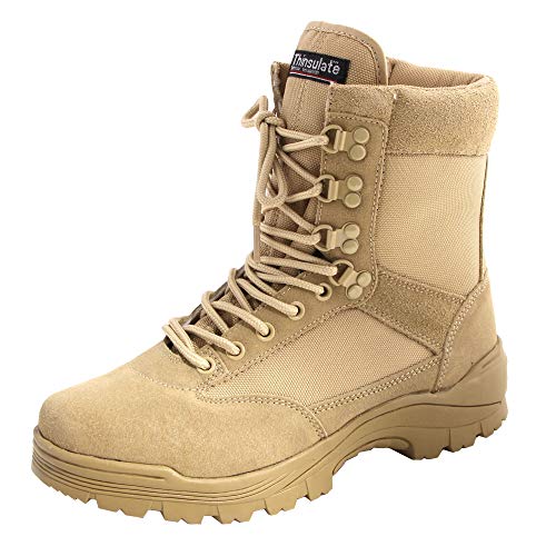 urbandreamz Bottes tactiques YKK avec fermeture éclair - Pour l'extérieur - Beige - kaki, 47 EU Cover