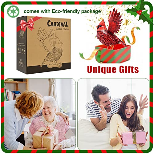 Cardinal Garden Decor Metal Yard Art Gifts - Garden Sculptures & Statues Large Red Bird Outdoor Decor,Gifts For Christmas/Mom/Grandma/Wife/Daughter/Sister/Aunt/Grandma,Birthday Gifts For Women,Mother #TOP1