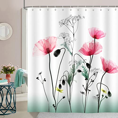 KnSam Duschvorhang 90x180cm - Wasserdicht Grün Schwarz Baum Design