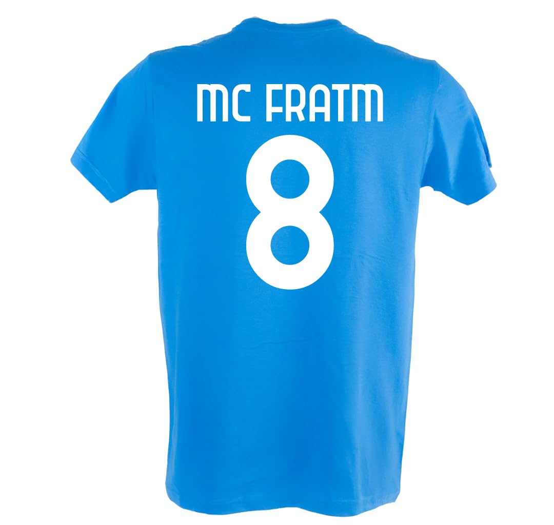 Generico T-Shirt Napoli 1926 MC Fratm 8, Maglia Calcio in Cotone Ring-Spun, Azzurra, Taglie da Adulto