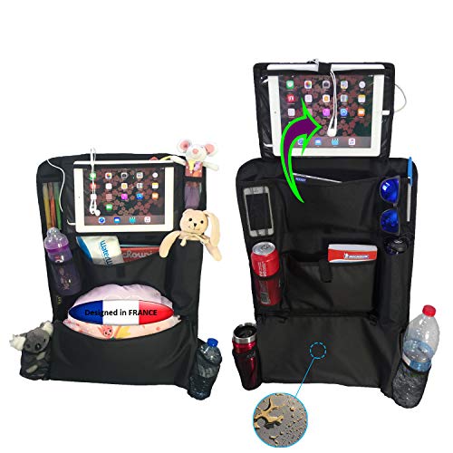 Organizadores para asientos de coche PREMIUM 2 pzs. Proteccin de asiento trasero de gran tamao con soporte para tableta 10.5ii de 2 posiciones. Protectores impermeables y fciles de limpiar
