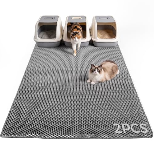 Image of 2Packs Cat Litter Mat 47 inchx36 inch, XL Litter Mat for Litter Box Mat