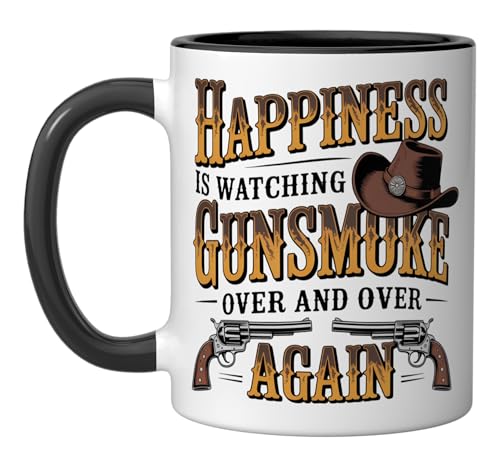 Happiness Is Watching Gunsmoke Over And Over Ceramic Mug Black/White