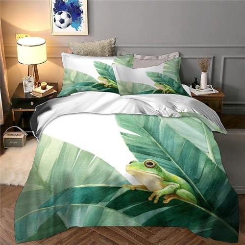 Parure de lit anti-plis effet 3D grenouille pour un sommeil doux