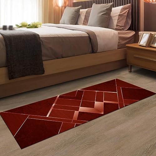 Tapis de cuisine lavable antidérapant grand format polyester rouge - 5