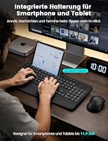 SABLUTE Tastatur Maus Set Kabellos, Handgelenkauflage, Telefonhalter-Black – Ansicht 3