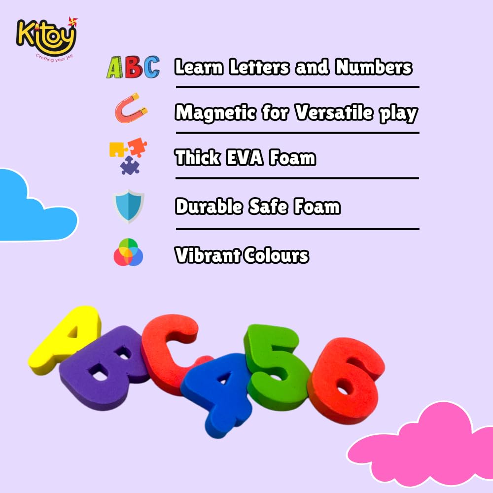 Alphabet and Number Magnets Combo | Total 71 Magnets | 26 Upper Case Letters Alphabets and 40 Number 5 Operators | Colorful ABC Educational Toy Set Preschool Learning Spelling & Counting 4