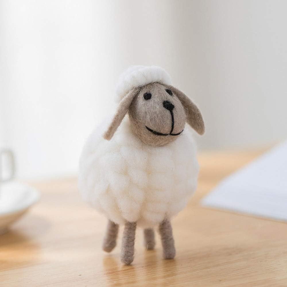 White Cute Lamb Hanging Decoration,Felted Wool Sheep Decor,Christmas Tree Decorative Hanging Ornament Sheep Plush Decorative Home Décor Accents(6 x 6 x 11cm)