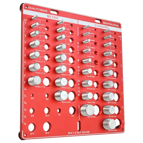 Thread Checker, Nut and Bolt Thread Checker with 15 Metric & 19 Standard & 8 Drill Bit Gauge, Thread Gauge, Bolt Size and Thread Gauge, Bolt and Nut Identifier Gauge