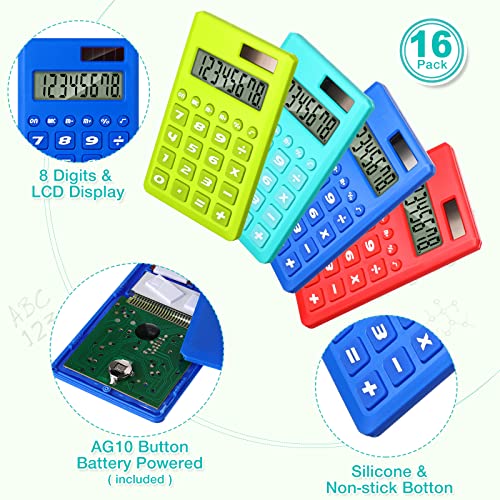 48 Pcs Pocket Calculator Small Basic Standard Battery Powered Calculator Mini Colored 8 Digit Handheld 4 Function Calculator For Students Kids School Teacher Desktop Home Office, 3 Designs #TOP3