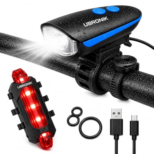 Image of Waterproof Bicycle Set of LED Front Cycle Light Horn with LED Tail Back Light (Multicolor)