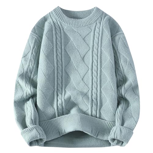 Men's Sweaters Plus Size Fashion Chunky Cable Knitted Pullover Long Sleeves Crewneck Fall Winter Knitwear Tops