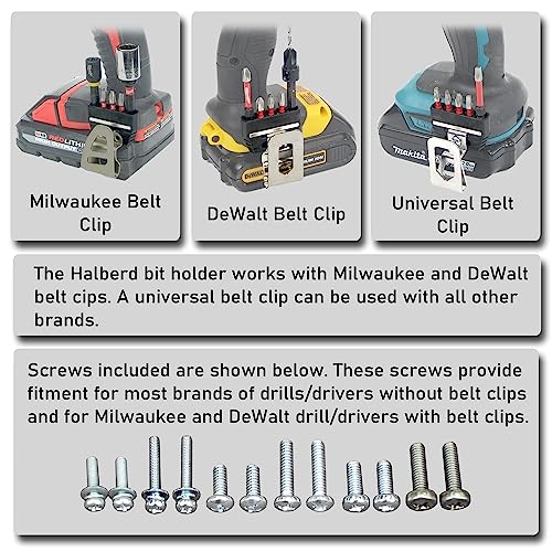Halberd Universal Fit Magnetic Bit Holder, Securely Mounts To Belt Clip Screw, Fits Both Left And Right Side Of Driver, For Milwaukee, Dewalt, Makita, Ridgid, Bosch, Ryobi, More (2 Pack, Standard) #TOP4