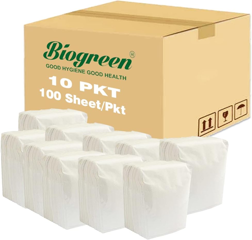 L-fold/Table Top White Paper Napkin Refill - 1000 Sheets ||, Per Packets 100 Sheets (Pack of 10)