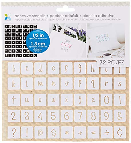 Momenta Fun Font Alphabet & Numbers Adhesive Fabric Stencil Alphabets & Numbers, White