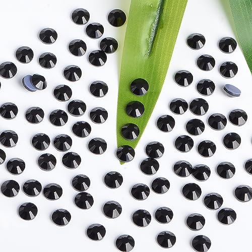 Image of Bymitel Hotfix Crystal Rhinestones Round Gems Iron on DIY Jewelry Making Flat Back for Crafts,Black, 3.8mm (SS16 /2880pcs)