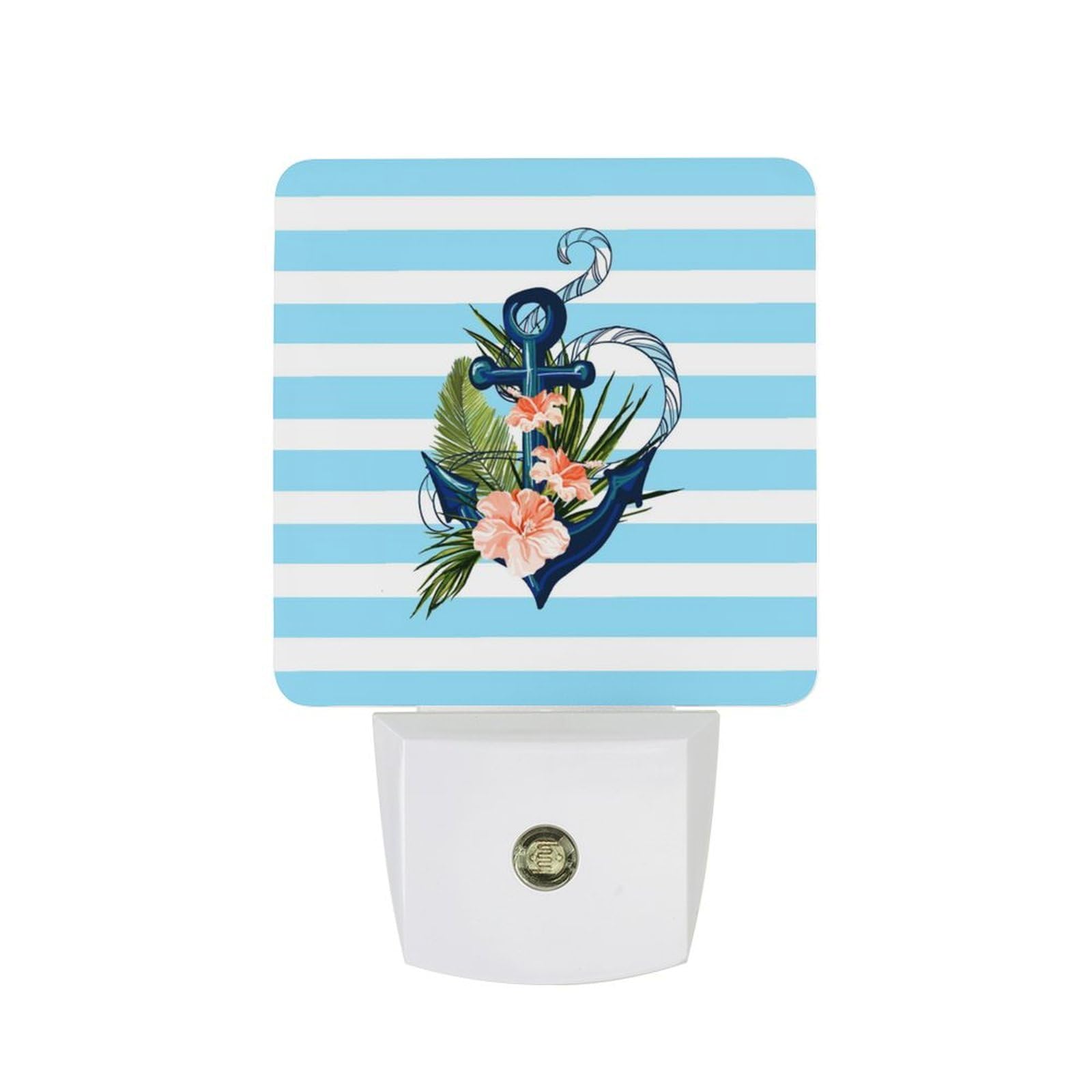 Nqrxadcrt Style Hawaiian Hibiscus Anchor Night Light Plug In Wall Lights Bedside Lamp Bedrooms Home Hallways Decoration