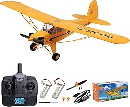 RC Plane Upgrade 5 Channels 3D/6G J3-CUB RC Airplane for Adults 1406 Brushless Motor Outdoor Stunt RC Glider with Spare Propeller and 2 Batteries (Yellow)