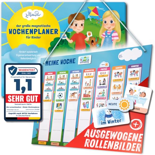 Planning hebdomadaire Montessori XL magnétique avec tableau d'activités pour enfant