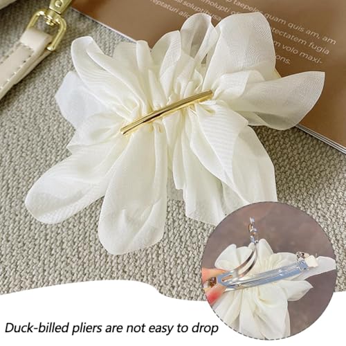 Image of ZIBUYU 3 PC Chiffon Large Flower Hair Clips for Women, French Barrette