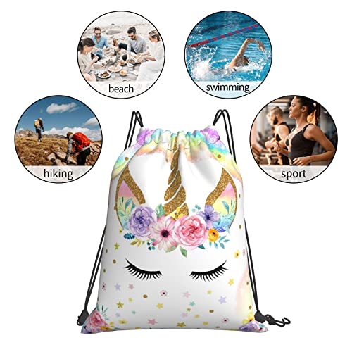 Bihoa Magic Unicorn Drawstring Backpack Gym String Bag Sackpack Water Resistant Sport Yoga Swimming Travel Shopping #TOP7
