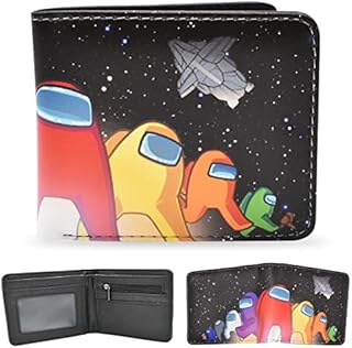 VXCQ Wallet for Boys Kids Wallets Among Game Us Purse Girls Youth Men Pu Leather Bifold Fashion Cool Card Holder Cartoon Short Coin Fans Student Boy Girl GIF, Black