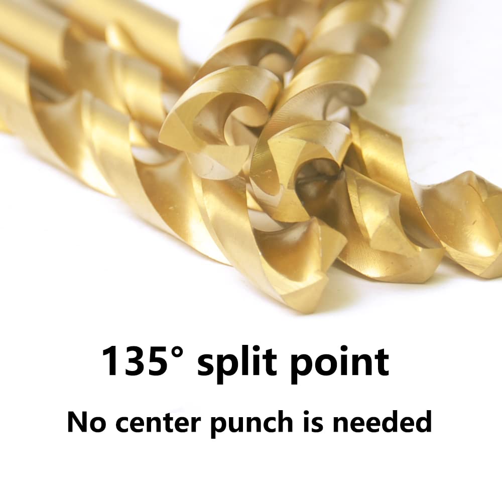 Titanium Drill Bit Set 20 Pcs 19/64" HSS Jobber Drill Bits, Premium 4341 High Speed Steel Jobber Length Drill for Drilling on Mild Steel, Copper, Aluminum