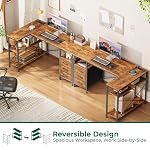 Huuger L Shaped Office Desk with Power Outlets, 47 Inch Computer Desk with 3 Drawers, Shelves, for Gaming, Corner Work, Home Office, Study, Rustic Brown - Image 4