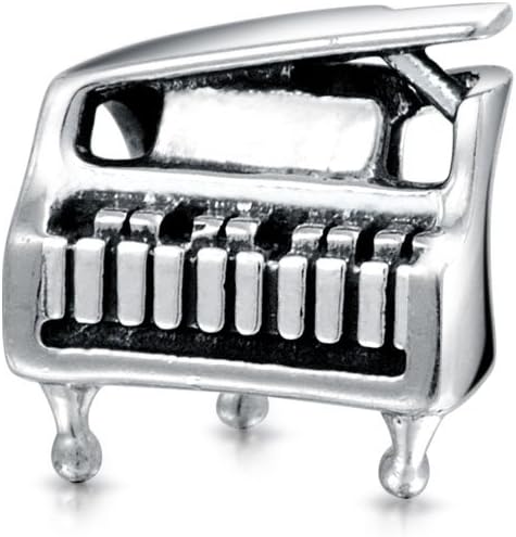 Miniatura 2 de Bling Jewelry Musician Pianist Keys Music Student Grand Piano Rock Star Electric Guitar Bead Charm For Women Teen Oxidized .925 Sterling Silver Fits