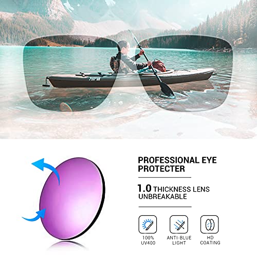 Torege Sports Polarized Sunglasses For Men Women Flexible Frame Cycling Running Driving Fishing Trekking Glasses Tr24 (Transparent Gradient Purple Blue&Pink Purple Revo Lens) #TOP1