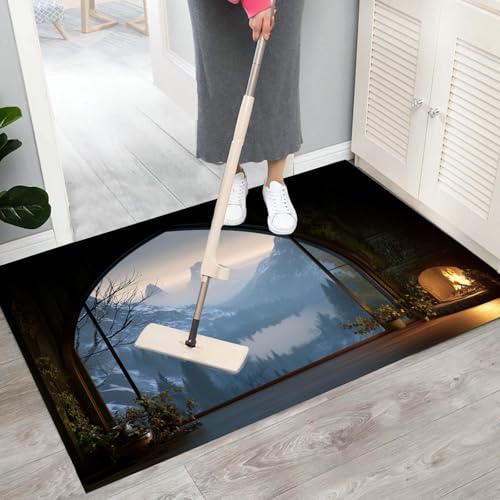 Alfombra entrada interior para evitar resbalones con diseño de arco lavable 7