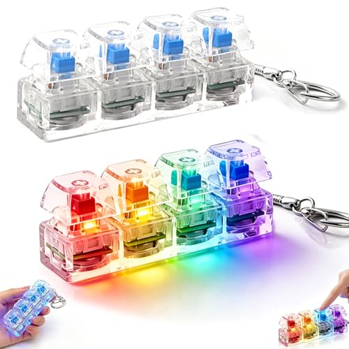 2 PCS Teclado Fidget Toys, Juguete Fidget para Teclado, 4 Botón Llavero Antiestrés con Luz LED, Lavero Fidget Sensorial Divertido Juguetes, Llavero de Te clado FID Get, para Alivio del Estrés (M2)