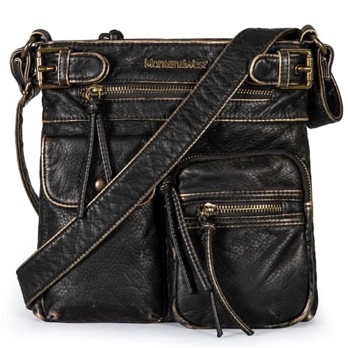 Image of Montana West Crossbody Bag for Women Multi Pocket Shoulder Medium Travel Purses Ultra Soft Washed Leather
