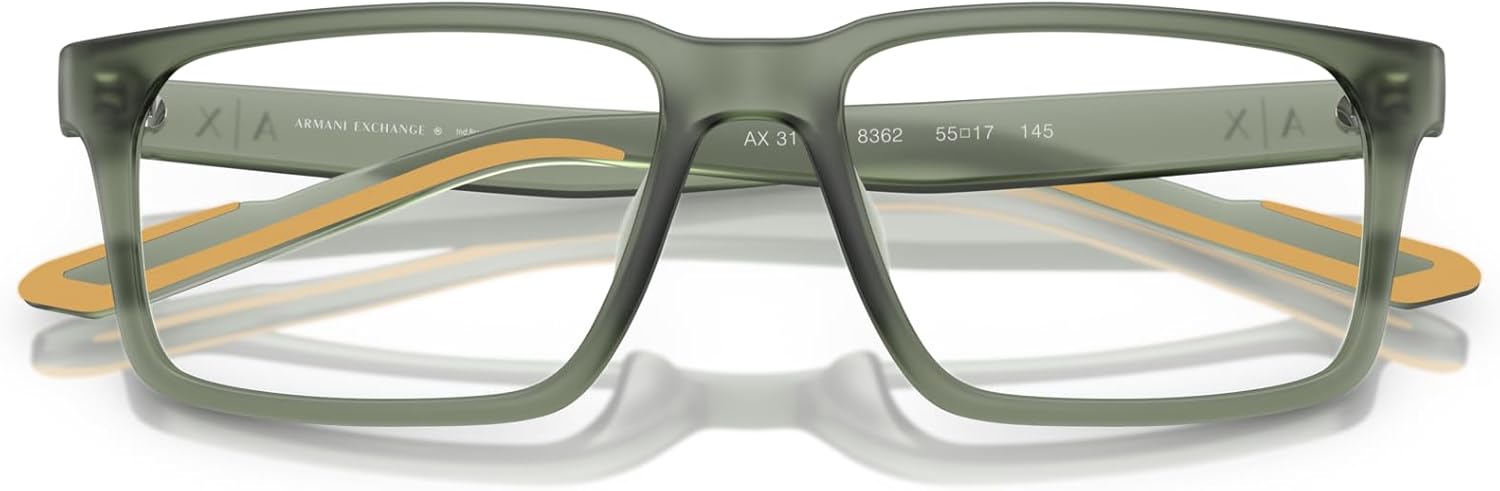 Armani Exchange mens Ax3118u Universal Fit Rectangular Prescription Eyewear Frames