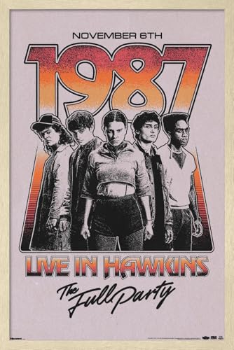 Trends International Netflix Stranger Things: Season 5 (2025) - Live In Hawkins Wall Poster, 34L x 22.4W, Blonde Framed Version