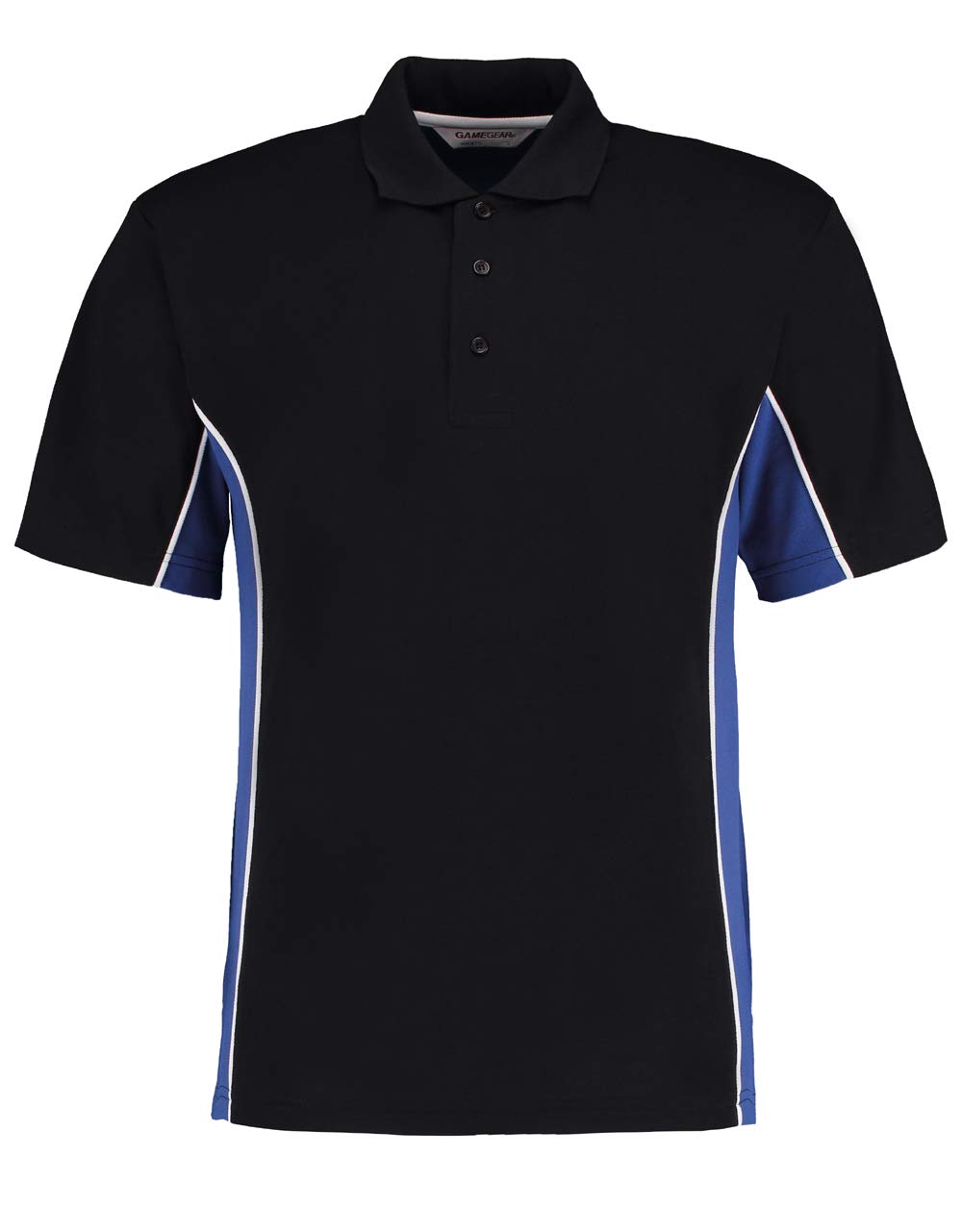 Gamegear Men' Track Pique Polo, Black/Royal/White, 2XL. KK475
