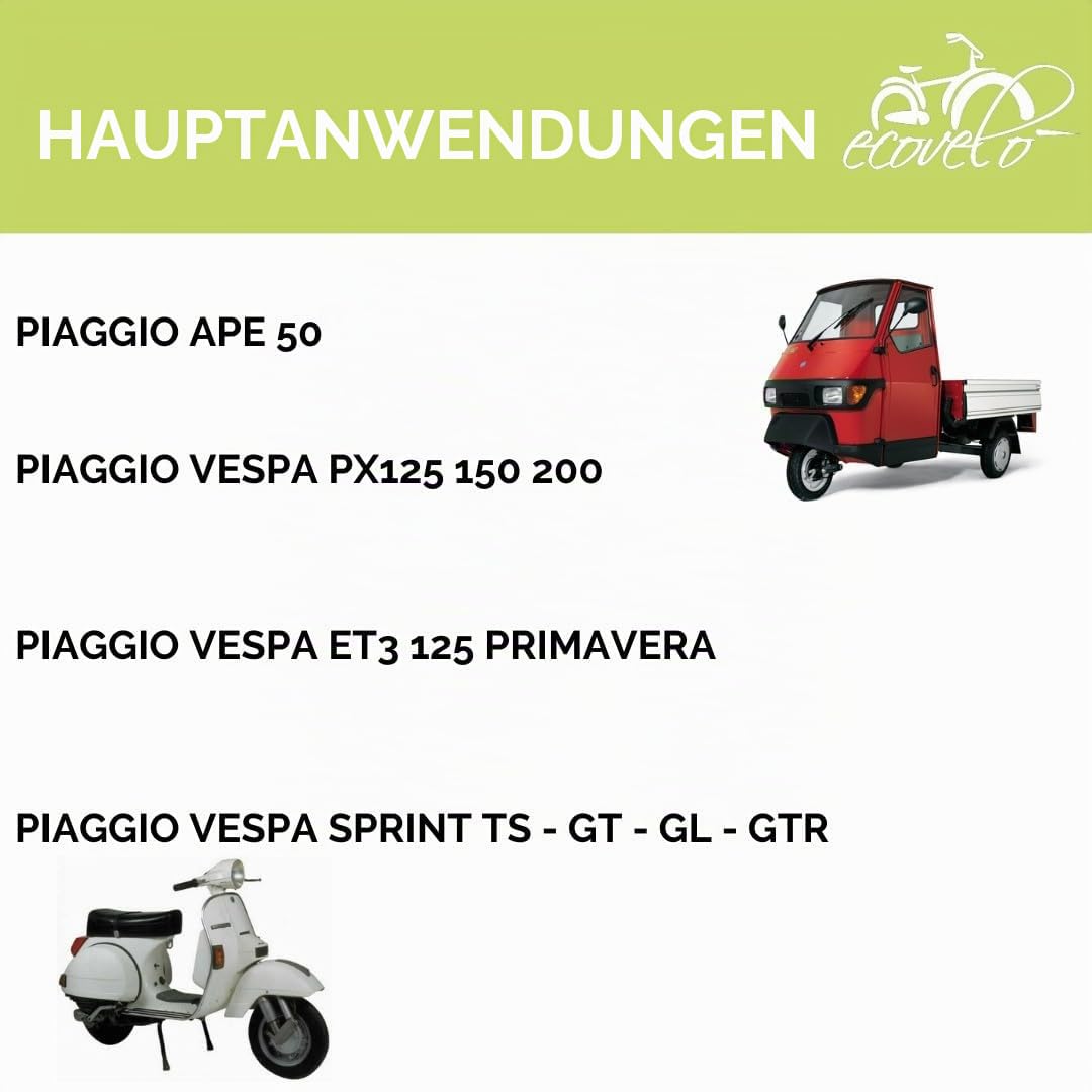 2 Reifen 3.50-10 kompatibel mit Vespa PX 125 Primavera 150 200 Reifen 6PR Cross Tubeless X APE Piaggio