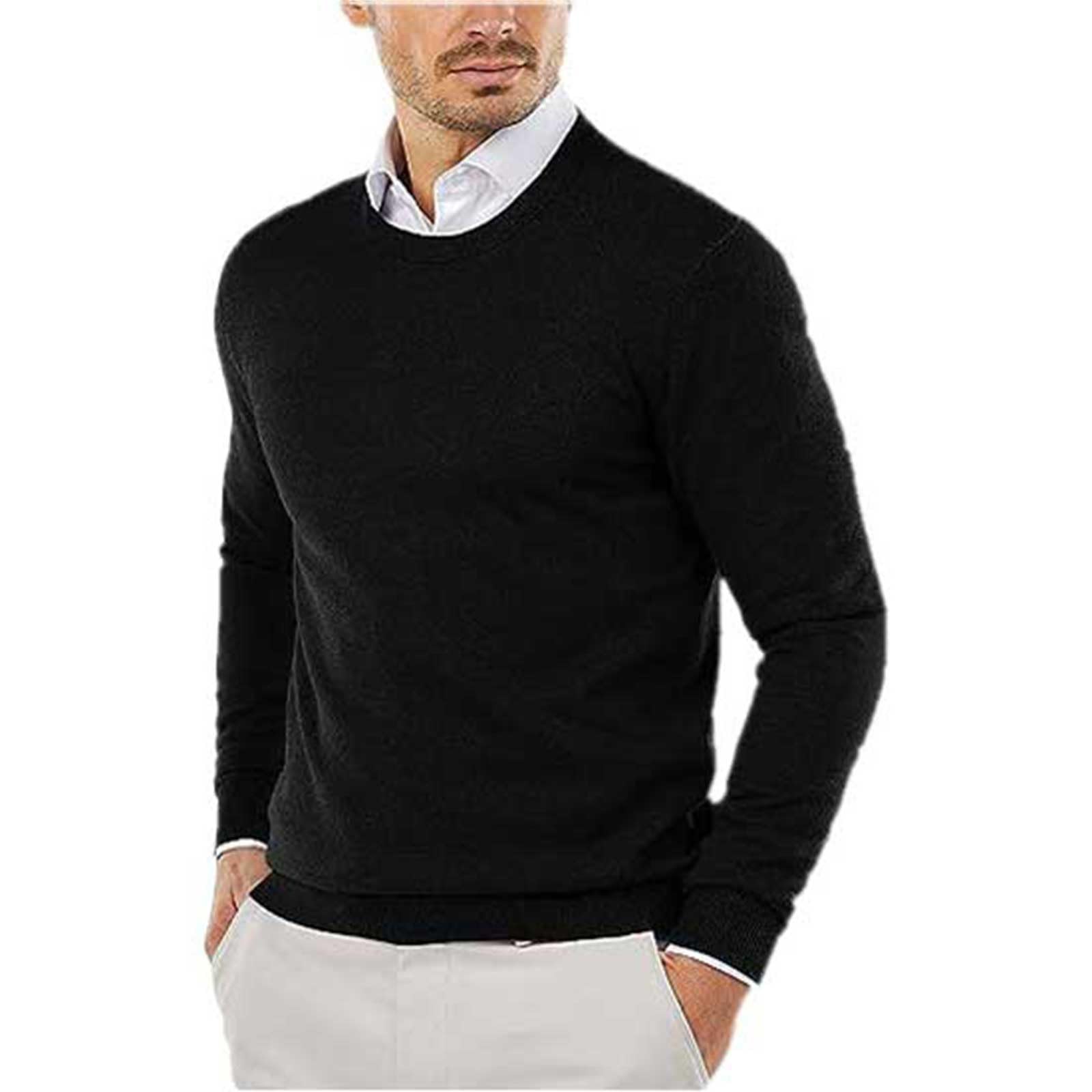 Chaqueta de punto slim fit negra tipo suéter manga larga otoño 6