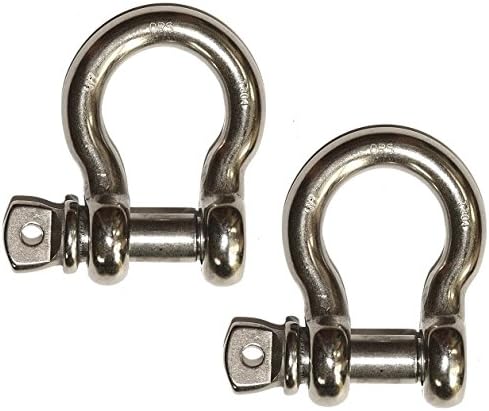 Off Road Specialty Pair 1/2'' Us-Type Shackle with 5/8" Over Size Screw in Pin Chain Rigging Bow Anchor Shackle Stainless Steel Sailing Ship Sailboat, Boat, Paracord and ATV Recovery Towing