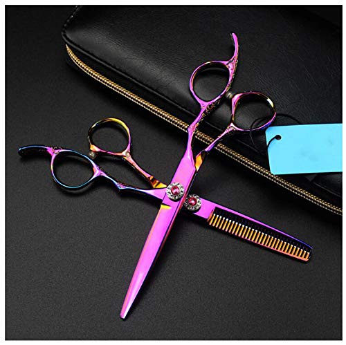 6" Professional Hair Cutting Scissors Set for Men Women Pets Home Salon Barber Cutting Kit,Purple,6 INCH