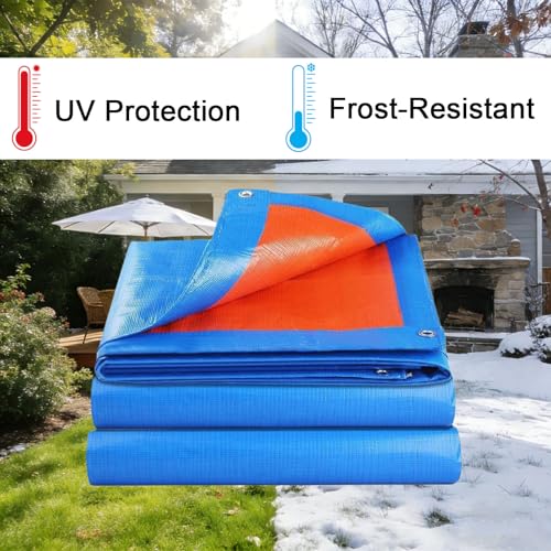 Lona de protección de 120 x 140 cm azul hecha de PE impermeable 7