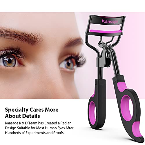 Kaasage Eyelash Curler with Pads, Lash Curler with 5 Extra Silicone Replacement Pads, Achieve Perfect Curls in 5 Seconds