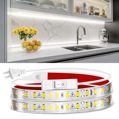 maylit Under Cabinet Strip Lighting Plug in 24in, Ultra Bright Small LED Light Bar, 6000K Cool White, 110V - Detailed View