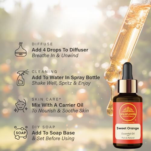 Image of Sweet Orange Essential Oil | Sweet Citrus Aroma for Diffusers, Relaxing Spaces & DIY Creations | Pure Brazilian Orange Rinds for Soap, Candles & Blends15ml (0.5 oz)