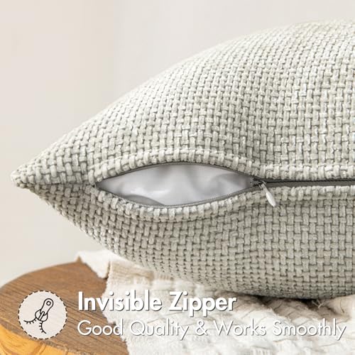 Image of MIULEE Pack of 2 Couch Throw Pillow Covers 20x20 Inch Grey-White Modern Boho Accent Decorative Pillow Covers Soft Chenille Farmhouse Cushion Covers for Home Decor Bed Sofa Living Room