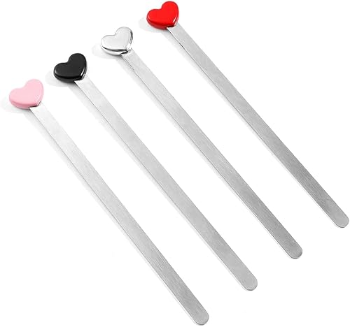 Juego de 4 marcapáginas de metal, lindo corazón pequeño en 3D encantador, de acero inoxidable plateado, páginas cuadradas para regalos amantes de