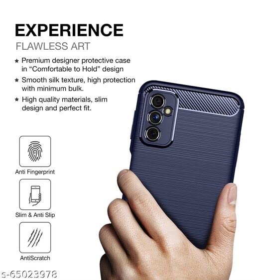 Image of NPRC Hybrid Ultra Slim Protective Case TPU Non-Slip Carbon Fiber Texture Shockproof Case Cover for Samsung Galaxy M52 5g - Blue